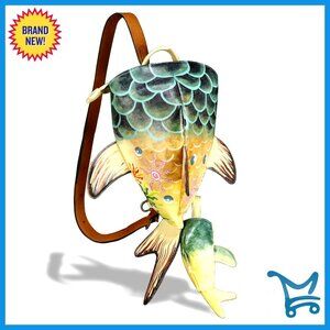 Genuine Leather Sling Backpack Convertible Crossbody Purse Whale Shark Shape